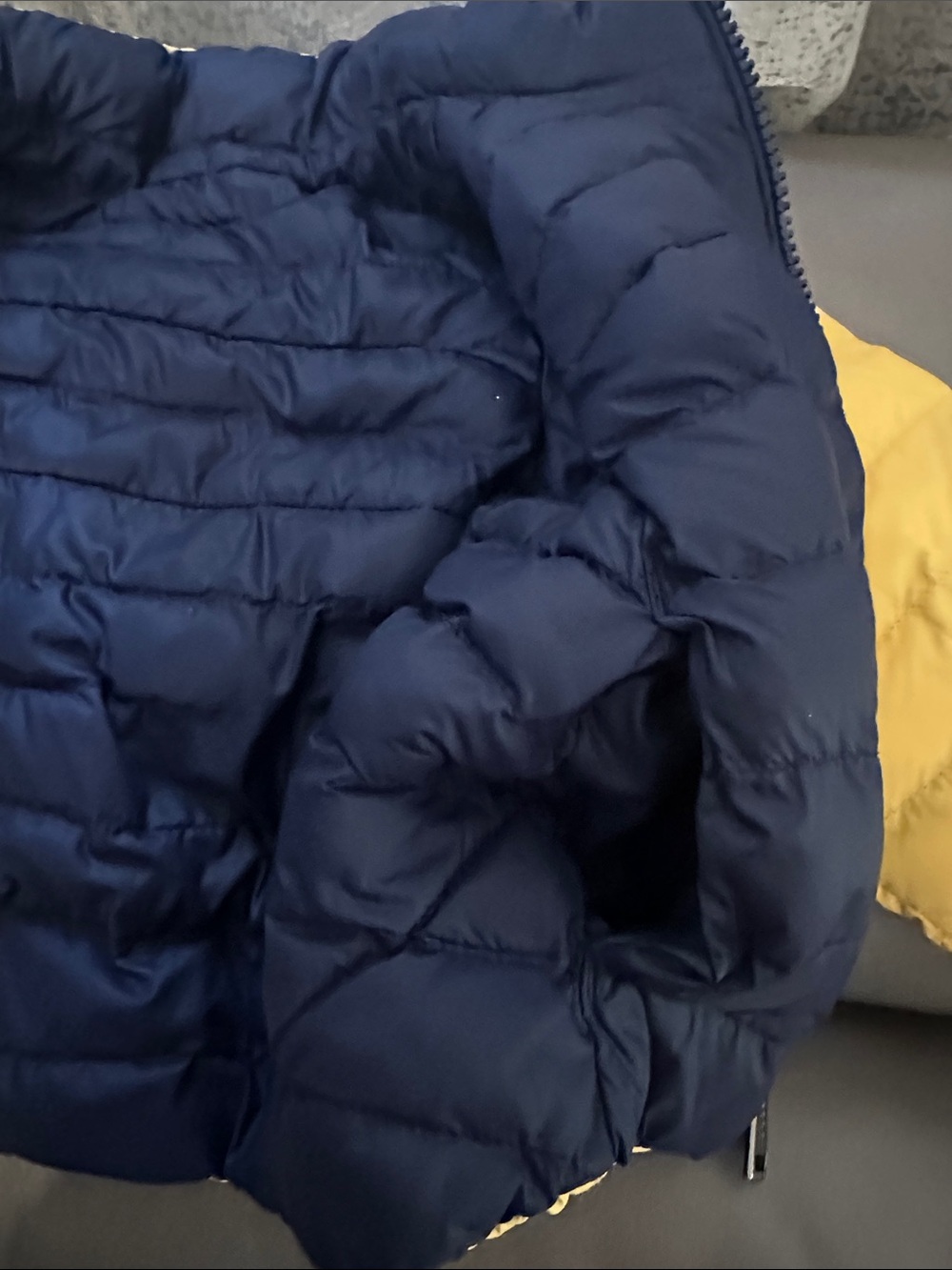 Ralph Lauren Navy Puffer Jacket with Yellow Interior - Picture 4 of 9